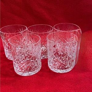 Lowball Whiskey glasses set if 5 beautiful pattern clear